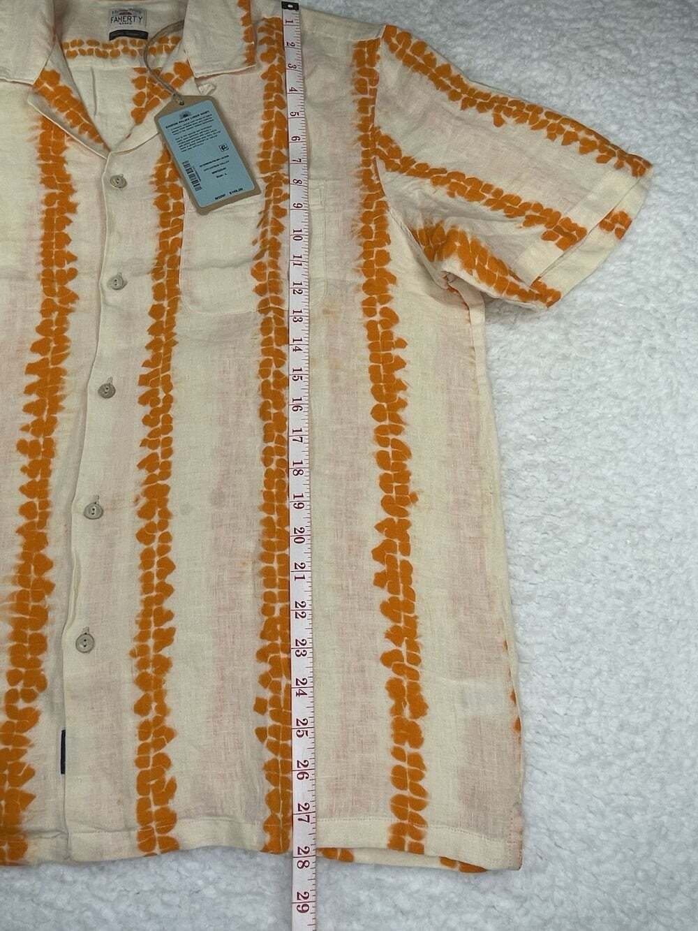 New Faherty Shibori Palma Linen Shirt Camp Citrus Valley/Orange Cream NWT $168 - Picture 13 of 16